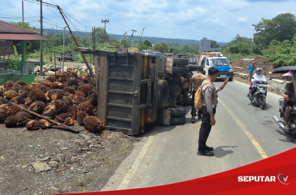 Diduga Hindari Mobil, Truck Sawit Alami&nbsp;Kecelakaan